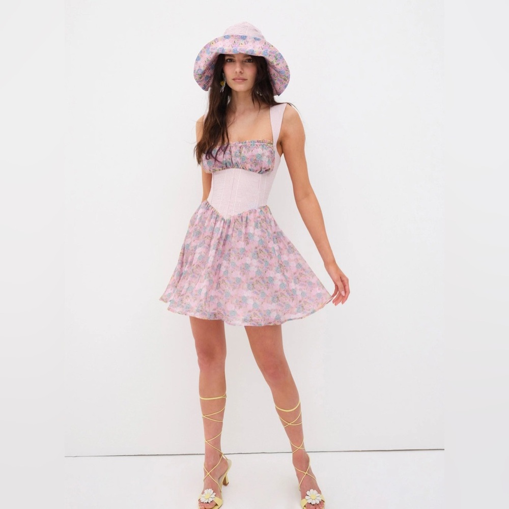For Love & Lemons Brenna Mini Floral Dress Size Medium NWT - Picture 3 of 15